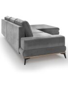 Canapé d'angle droit velours convertible avec coffre de rangement astre 5 places gris - 315x212x87 cm