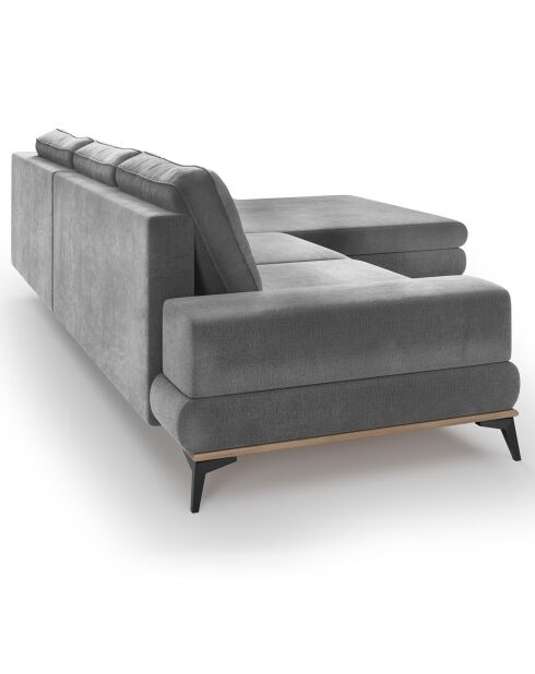 Canapé d'angle droit velours convertible avec coffre de rangement astre 5 places gris - 315x212x87 cm