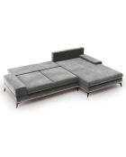 Canapé d'angle droit velours convertible avec coffre de rangement astre 5 places gris - 315x212x87 cm