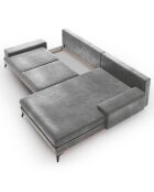 Canapé d'angle droit velours convertible avec coffre de rangement astre 5 places gris - 315x212x87 cm
