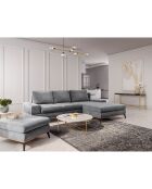 Canapé d'angle droit velours convertible avec coffre de rangement astre 5 places gris - 315x212x87 cm