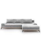 Canapé d'angle droit velours convertible avec coffre de rangement astre 5 places gris clair - 315x212x87 cm