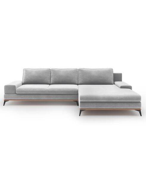 Canapé d'angle droit velours convertible avec coffre de rangement astre 5 places gris clair - 315x212x87 cm