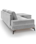 Canapé d'angle droit velours convertible avec coffre de rangement astre 5 places gris clair - 315x212x87 cm