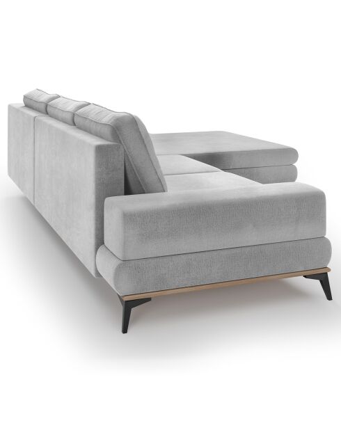 Canapé d'angle droit velours convertible avec coffre de rangement astre 5 places gris clair - 315x212x87 cm