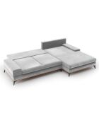 Canapé d'angle droit velours convertible avec coffre de rangement astre 5 places gris clair - 315x212x87 cm