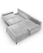 Canapé d'angle droit velours convertible avec coffre de rangement astre 5 places gris clair - 315x212x87 cm