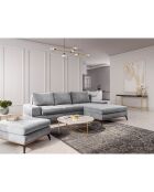 Canapé d'angle droit velours convertible avec coffre de rangement astre 5 places gris clair - 315x212x87 cm