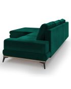 Canapé d'angle gauche velours convertible avec coffre de rangement astre 5 places vert bouteille - 315x212x87 cm