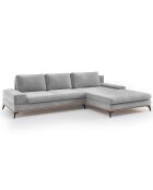 Canapé d'angle droit velours convertible avec coffre de rangement astre 5 places gris clair - 315x212x87 cm