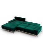 Canapé d'angle gauche velours convertible avec coffre de rangement astre 5 places vert bouteille - 315x212x87 cm