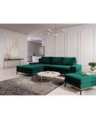 Canapé d'angle gauche velours convertible avec coffre de rangement astre 5 places vert bouteille - 315x212x87 cm