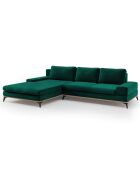 Canapé d'angle gauche velours convertible avec coffre de rangement astre 5 places vert bouteille - 315x212x87 cm