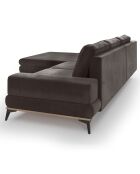 Canapé d'angle gauche velours convertible avec coffre de rangement astre 5 places marron foncé - 315x212x87 cm