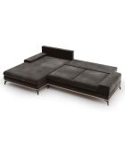 Canapé d'angle gauche velours convertible avec coffre de rangement astre 5 places marron foncé - 315x212x87 cm