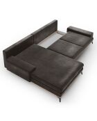 Canapé d'angle gauche velours convertible avec coffre de rangement astre 5 places marron foncé - 315x212x87 cm