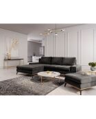 Canapé d'angle gauche velours convertible avec coffre de rangement astre 5 places marron foncé - 315x212x87 cm