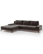 Canapé d'angle gauche velours convertible avec coffre de rangement astre 5 places marron foncé - 315x212x87 cm