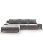 Canapé d'angle gauche velours convertible avec coffre de rangement astre 5 places gris - 315x212x87 cm