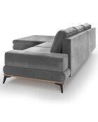 Canapé d'angle gauche velours convertible avec coffre de rangement astre 5 places gris - 315x212x87 cm