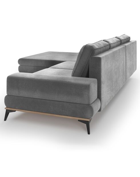Canapé d'angle gauche velours convertible avec coffre de rangement astre 5 places gris - 315x212x87 cm