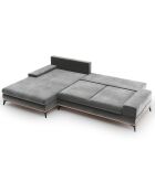 Canapé d'angle gauche velours convertible avec coffre de rangement astre 5 places gris - 315x212x87 cm