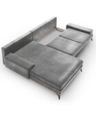 Canapé d'angle gauche velours convertible avec coffre de rangement astre 5 places gris - 315x212x87 cm