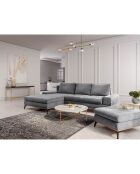 Canapé d'angle gauche velours convertible avec coffre de rangement astre 5 places gris - 315x212x87 cm