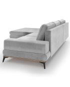 Canapé d'angle gauche velours convertible avec coffre de rangement astre 5 places gris clair - 315x212x87 cm