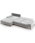 Canapé d'angle gauche velours convertible avec coffre de rangement astre 5 places gris clair - 315x212x87 cm