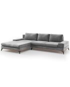 Canapé d'angle gauche velours convertible avec coffre de rangement astre 5 places gris - 315x212x87 cm