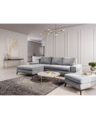 Canapé d'angle gauche velours convertible avec coffre de rangement astre 5 places gris clair - 315x212x87 cm