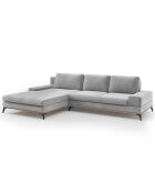 Canapé d'angle gauche velours convertible avec coffre de rangement astre 5 places gris clair - 315x212x87 cm