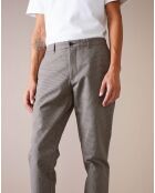 Pantalon chino slim Porths micro carreaux taupe