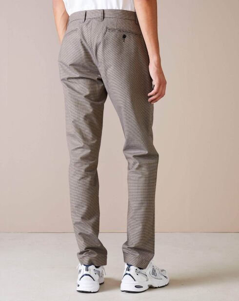 Pantalon chino slim Porths micro carreaux taupe