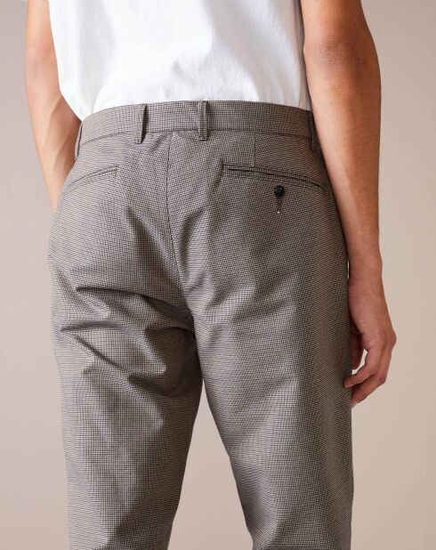 Pantalon chino slim Porths micro carreaux taupe