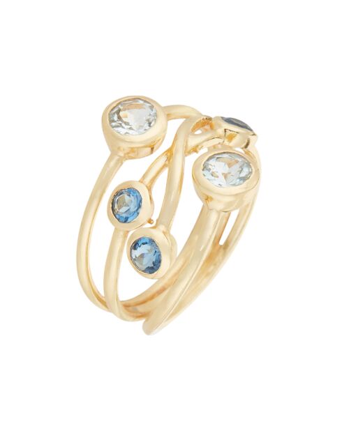 Bague Pampa Topaze bleue & Iolite en laiton doré