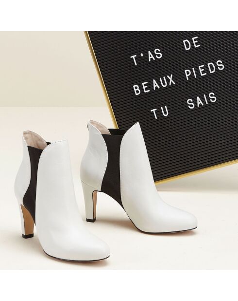 Chelsea Boots en Cuir Jeera blanches - Talon 8 cm