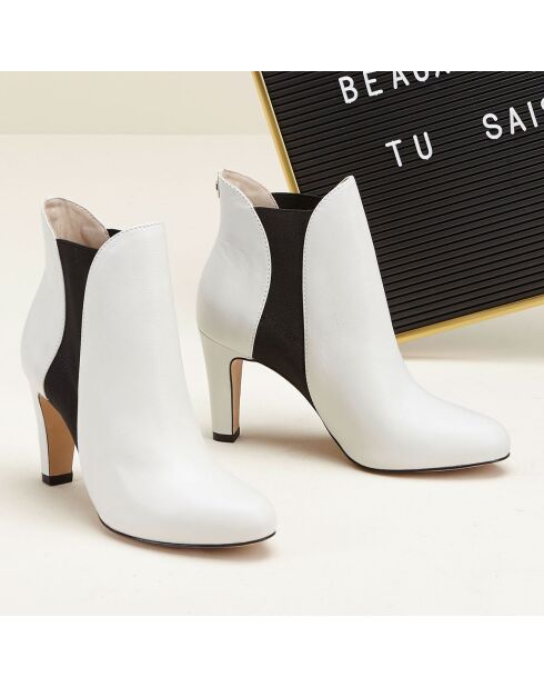 Chelsea Boots en Cuir Jeera blanches - Talon 8 cm