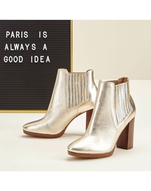 Chelsea Boots en Cuir Romi platine - Talon 9 cm