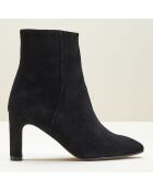 Bottines en Velours de Cuir Welina noires - Talon 8 cm