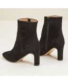 Bottines en Velours de Cuir Welina noires - Talon 8 cm