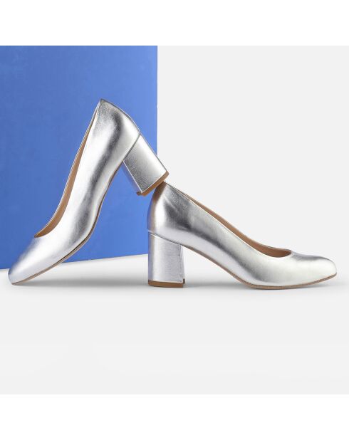 Escarpins en Cuir Wougy argentés - Talon 6 cm