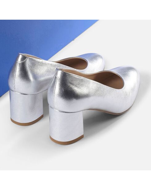 Escarpins en Cuir Wougy argentés - Talon 6 cm