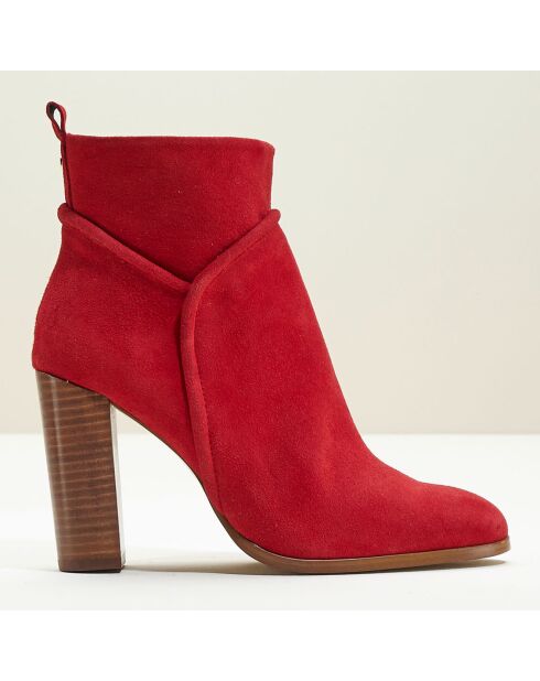 Bottines en Velours de Cuir Carlie rouges - Talon 9 cm