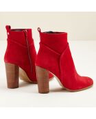 Bottines en Velours de Cuir Carlie rouges - Talon 9 cm