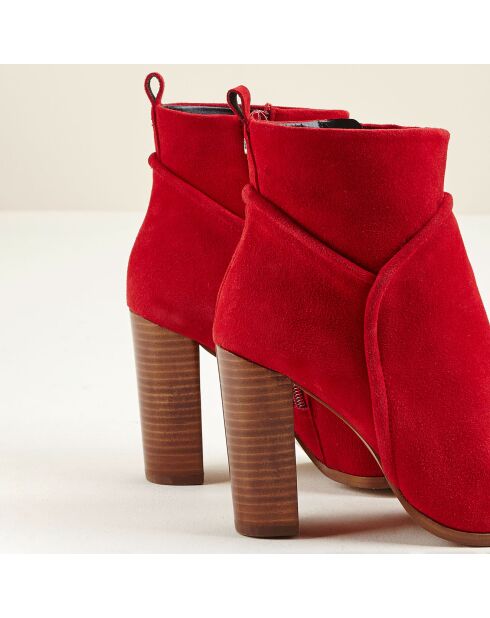 Bottines en Velours de Cuir Carlie rouges - Talon 9 cm