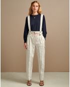 Pantalon à bretelles en Lin mélangé Lorinc écru
