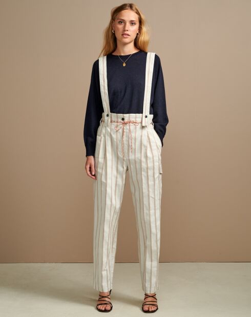 Lorinc ecrufarbene Latzhose aus Leinengemisch