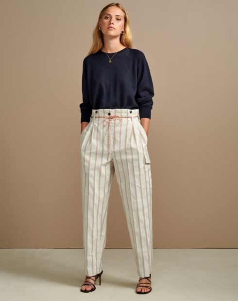 Pantalon à bretelles en Lin mélangé Lorinc écru